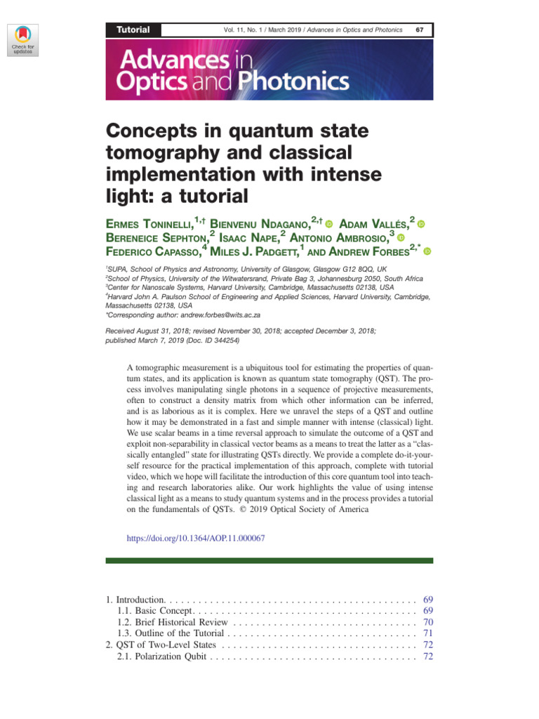 Quantum State Tomography Tutorial | PDF | Quantum Entanglement | Matrix ...