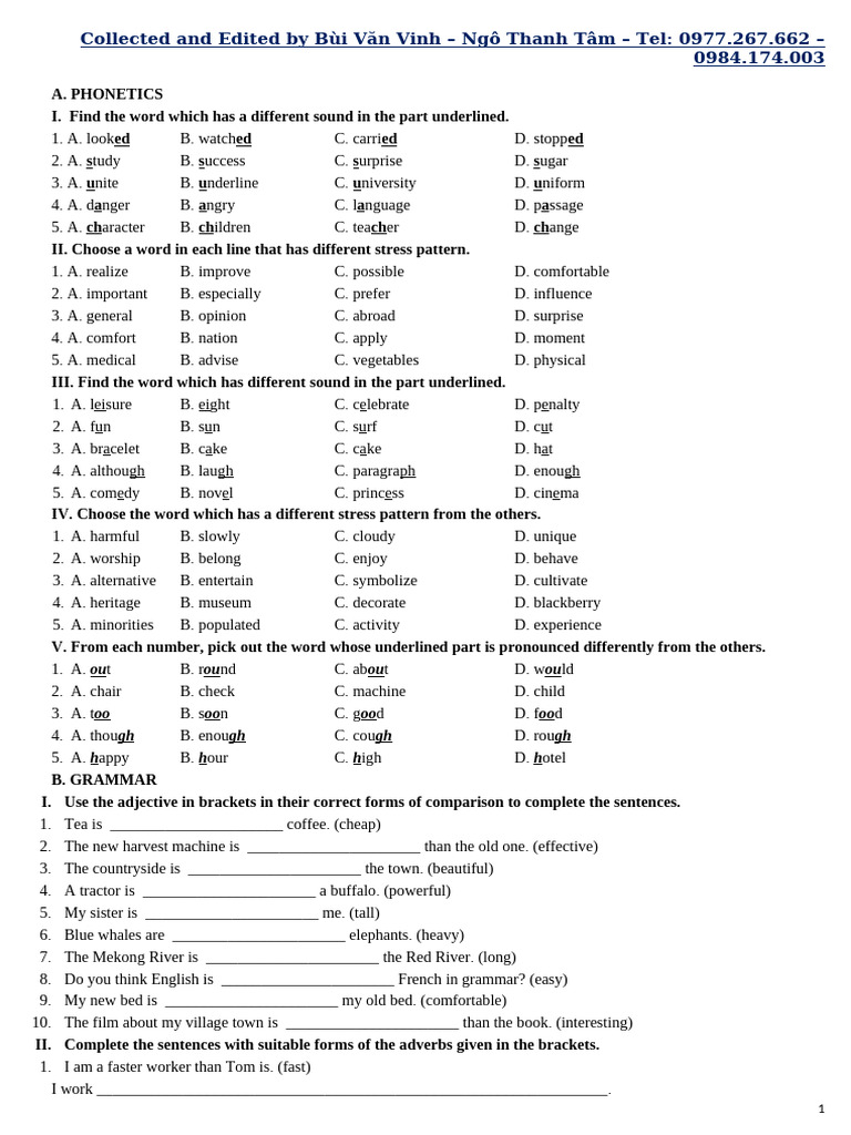 Phonetics and Grammar Exercises Guide | PDF | Vietnamese People