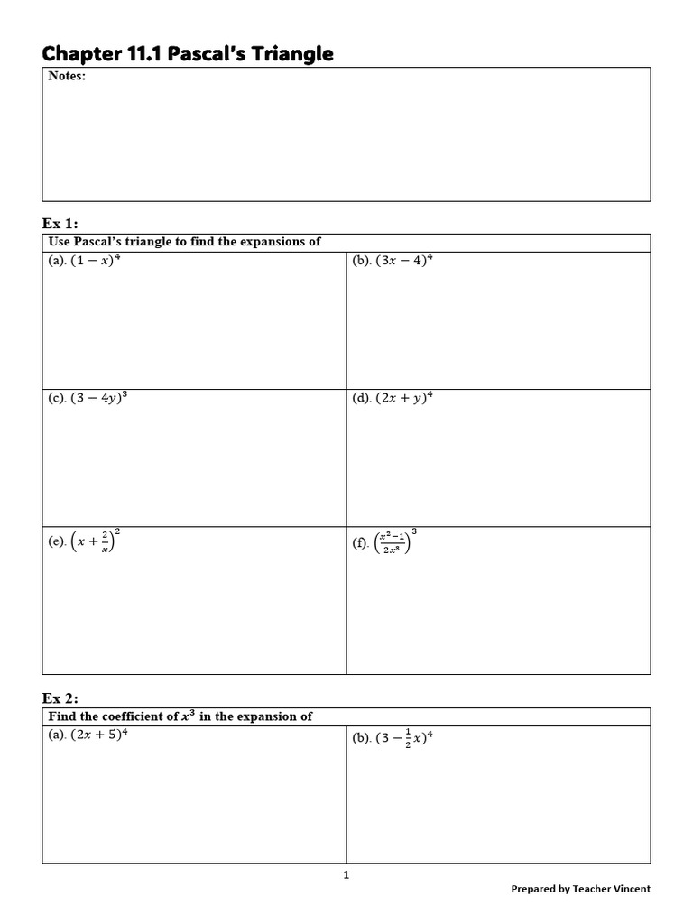 Chapter 11.1 Pascal's Triangle | PDF