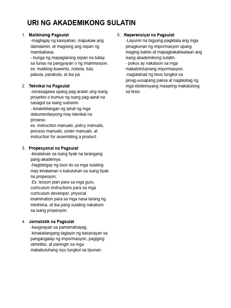 Sem1q1 - Filipino Notes | PDF