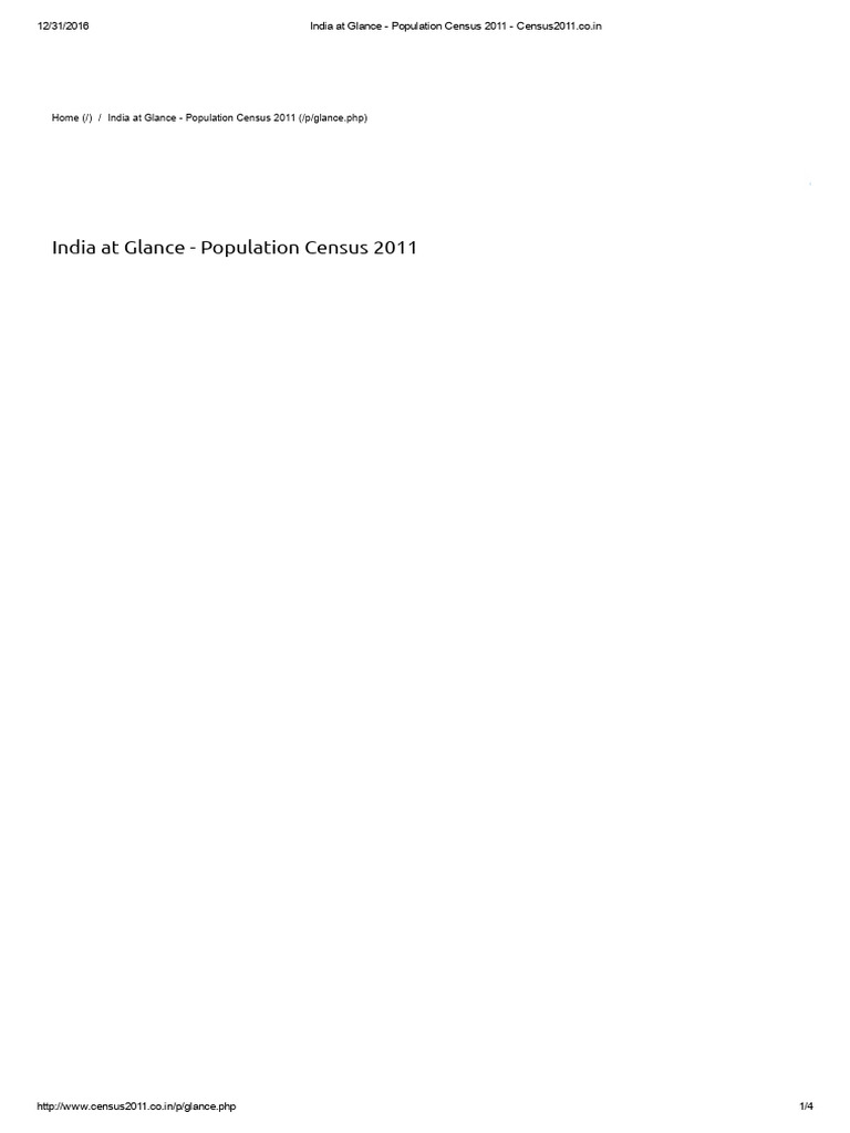 India at Glance - Population Census 2011 - Census2011.Co | PDF | South Asia