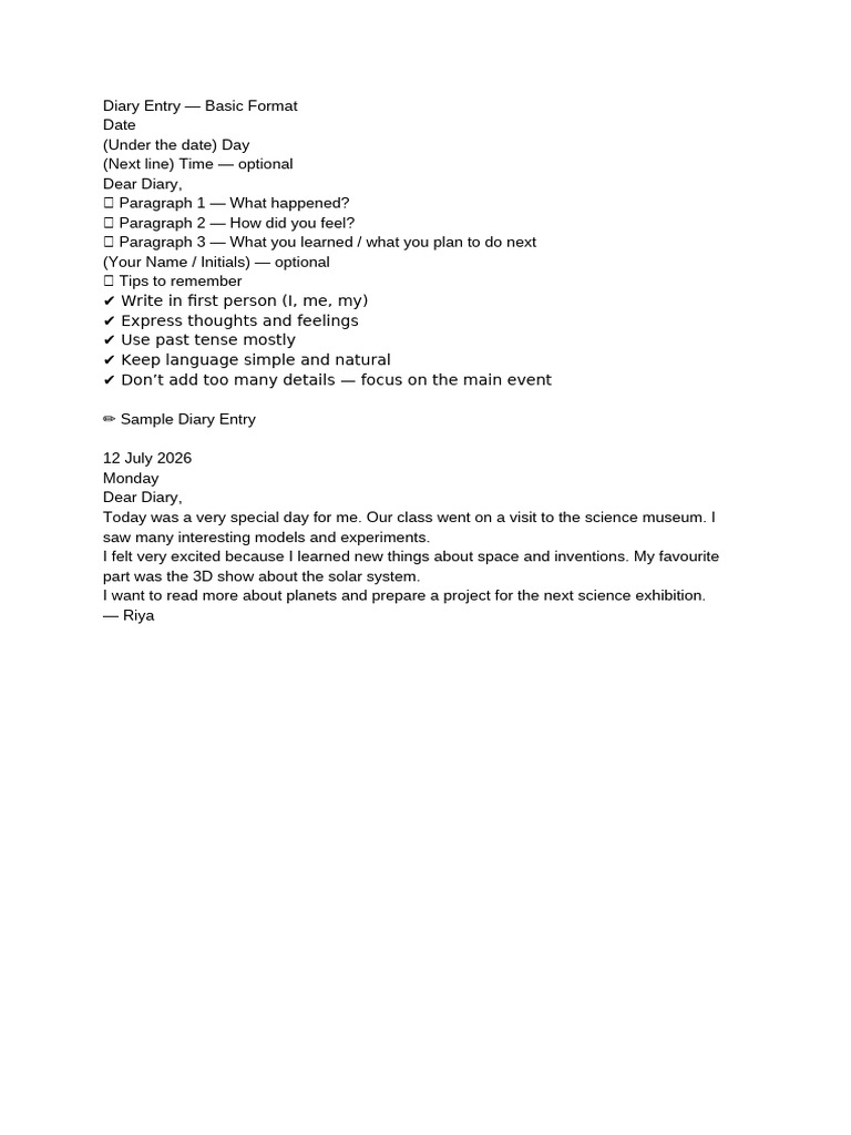 How to Write a Diary Entry | PDF