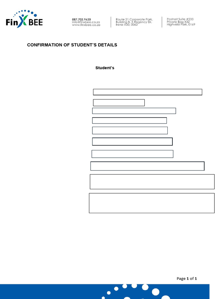 Student Details Confirmation Form | PDF