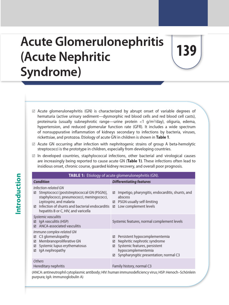 Acute Glomerulonephritis Overview | PDF | Internal Medicine | Medical ...