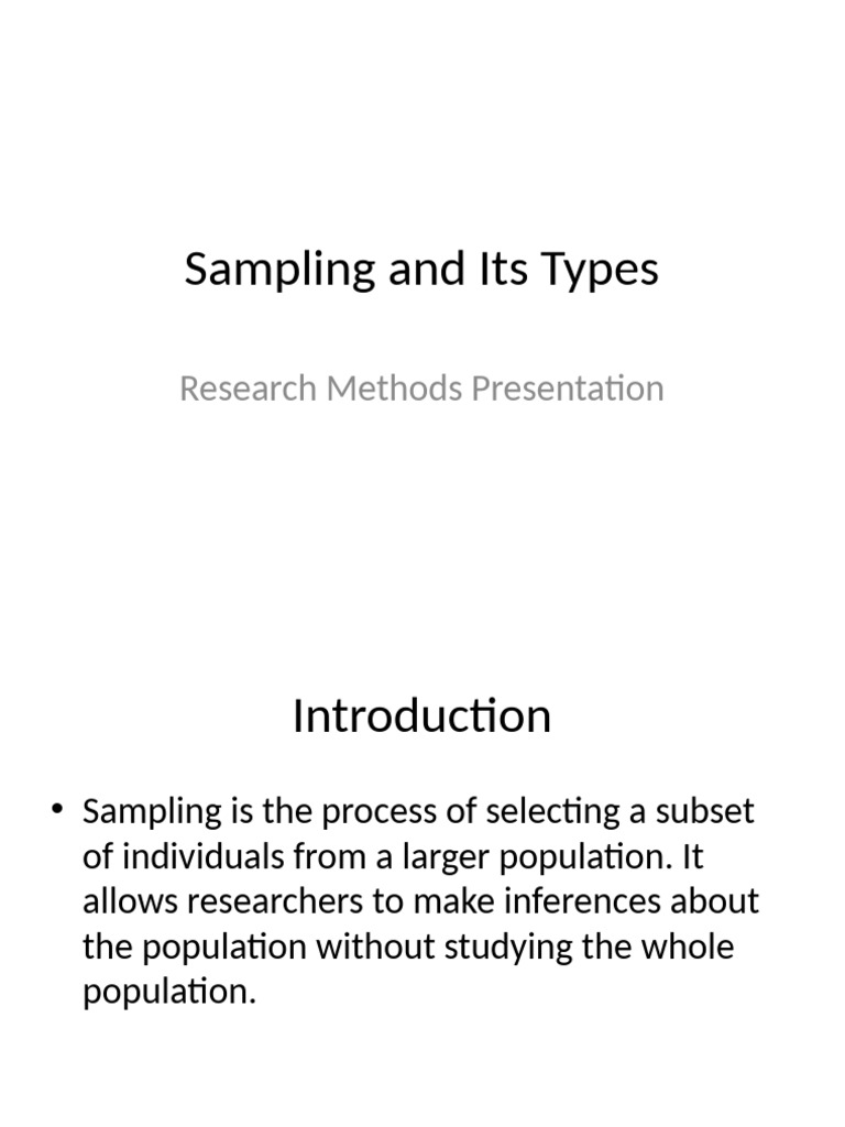 Types of Sampling in Research Methods | PDF