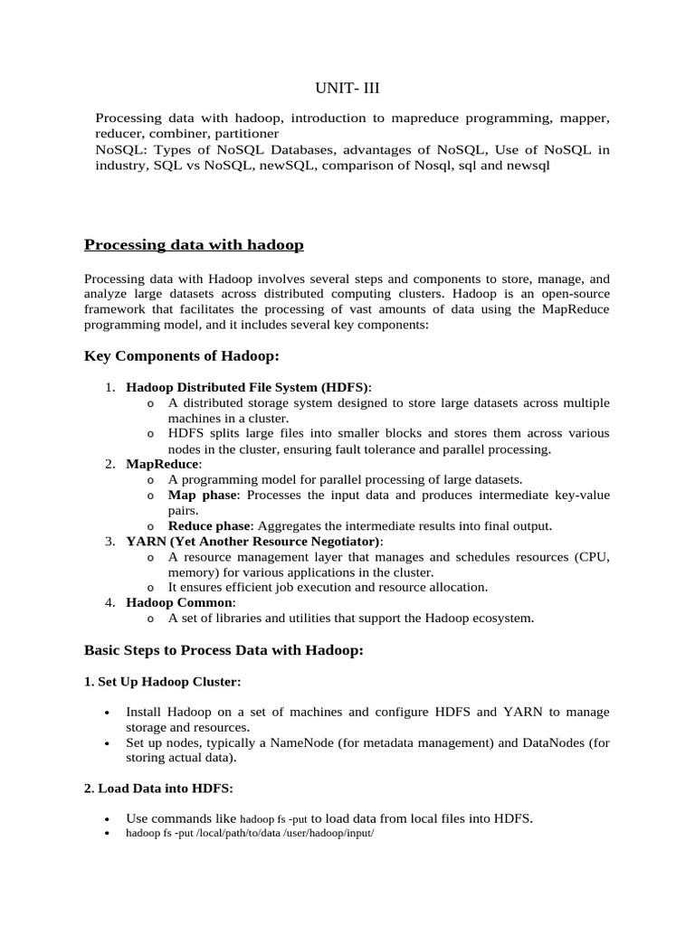 Hadoop MapReduce and NoSQL Overview | PDF | No Sql | Apache Hadoop