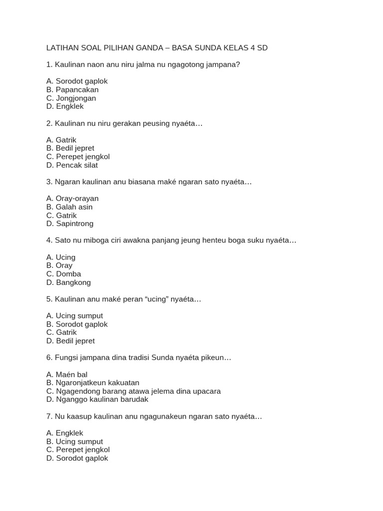 Latihan Soal Pilihan Ganda | PDF