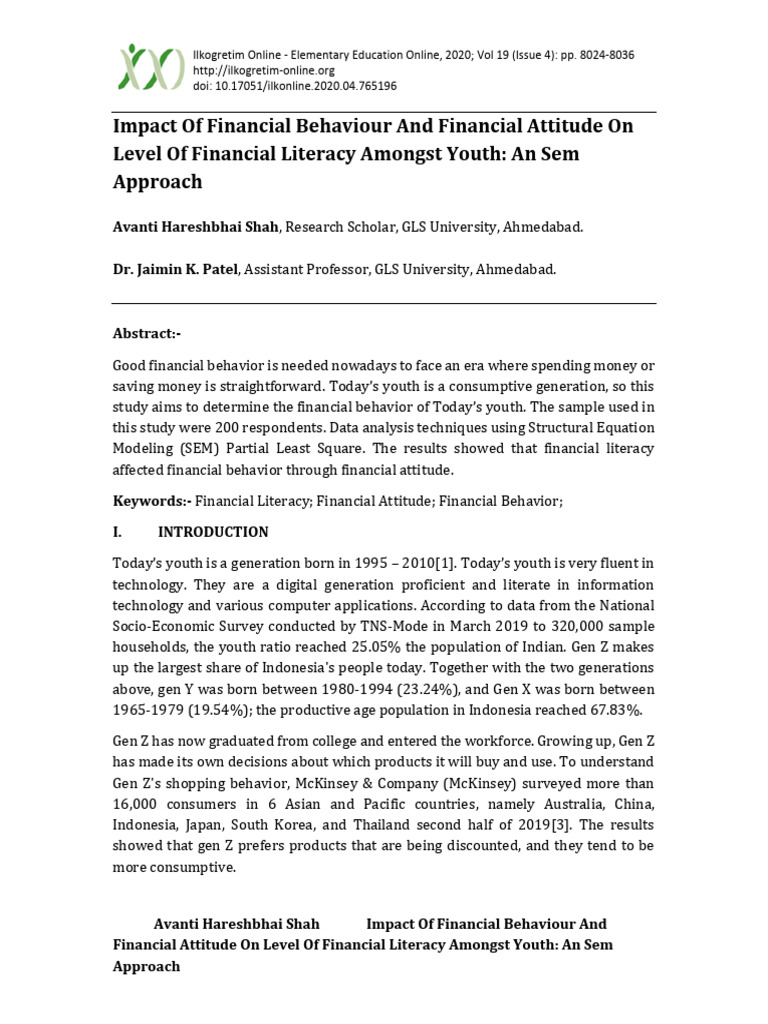 Youth Financial Literacy and Behavior Study | PDF | Attitude ...