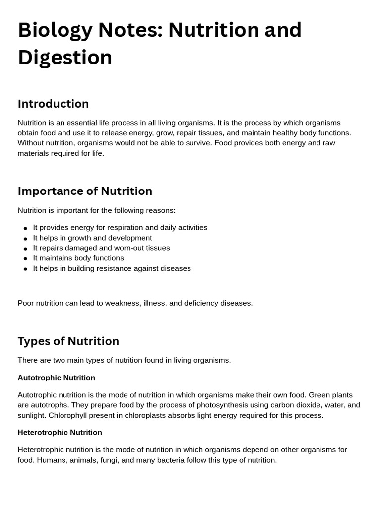 Nutrition and Digestion Overview | PDF | Digestion | Nutrition