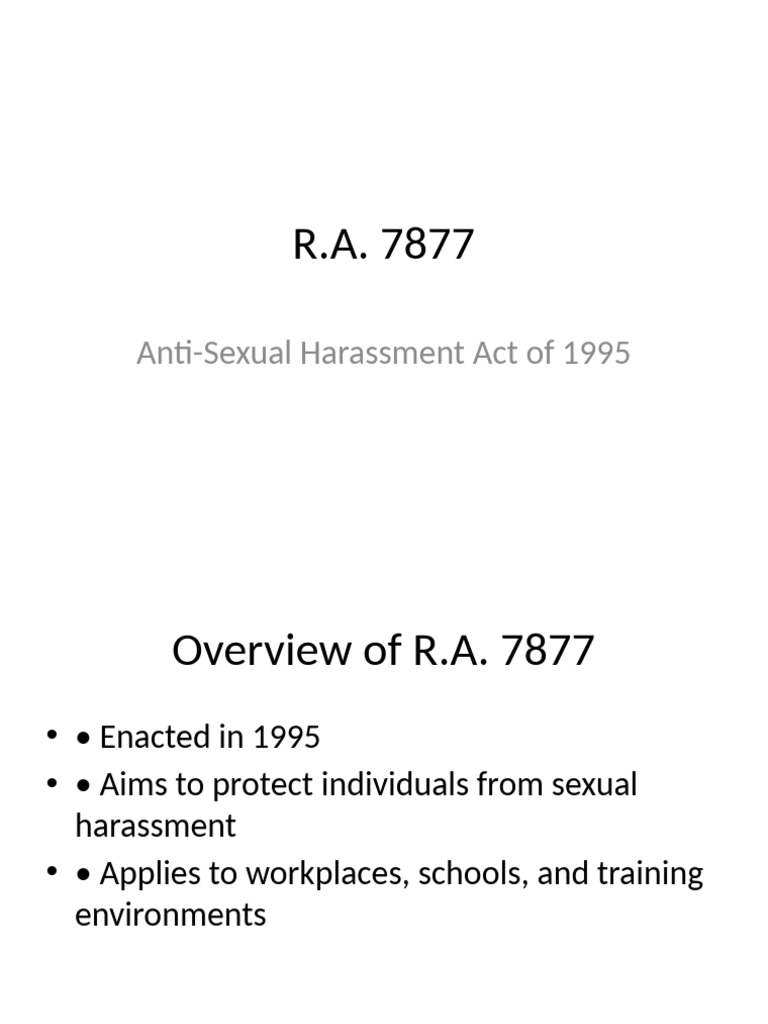 Overview of R.A. 7877: Anti-Sexual Harassment | PDF
