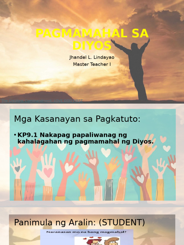 1Q3 Lesson 1 PAGMAMAHAL SA DIYOS | PDF