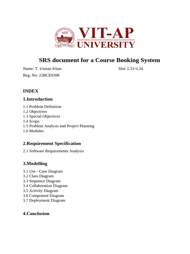 Course Booking System SRS Document | PDF | Use Case | System