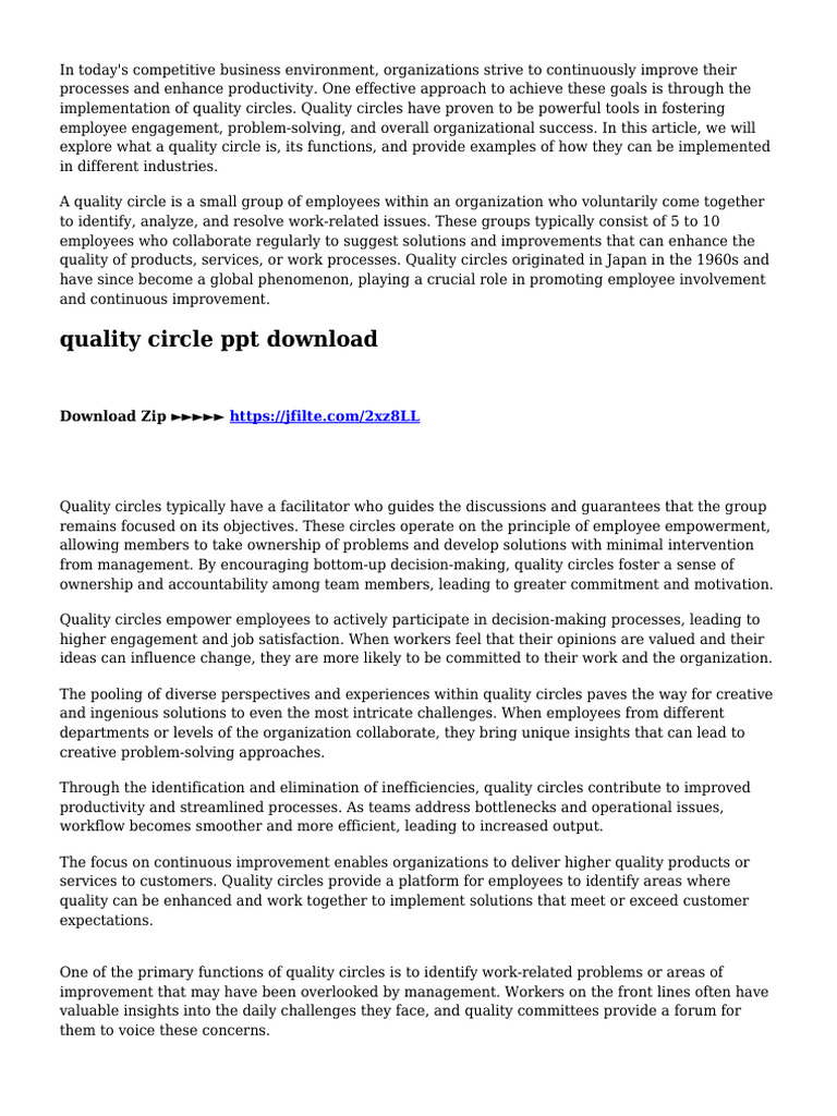 Implementing Quality Circles for Success | PDF | Goal | Business
