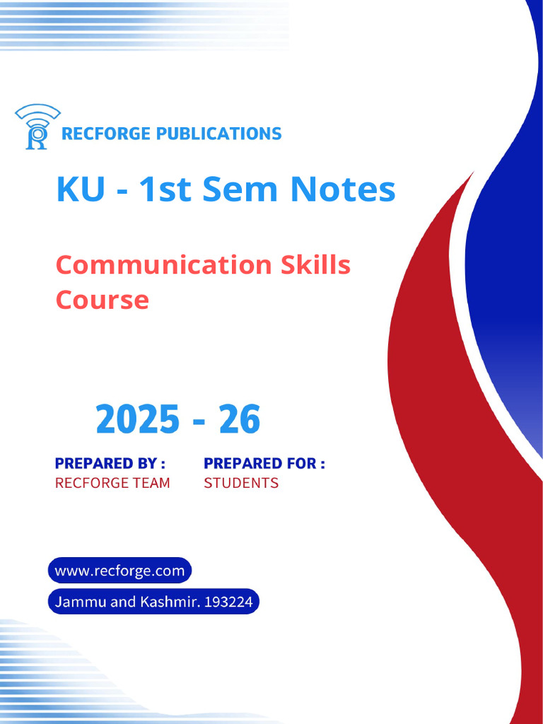 Communication Skills 1st Sem Notes | PDF | Communication | Nonverbal ...