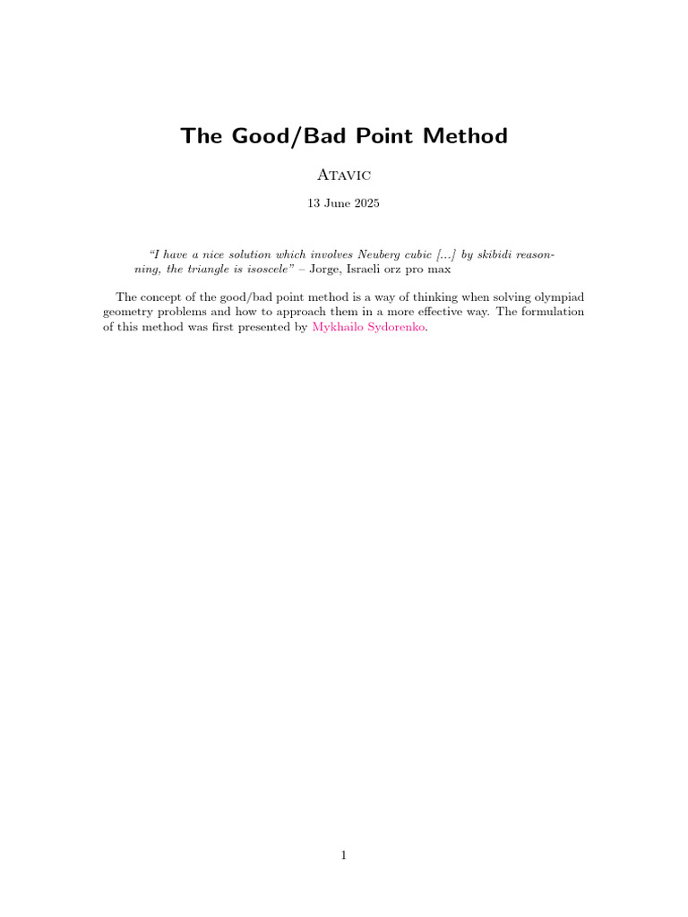 Good/Bad Point Method in Geometry | PDF | Elementary Geometry ...
