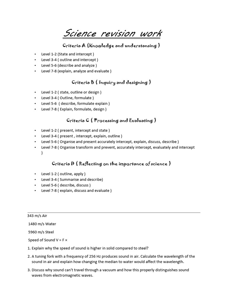 Science Revision: Sound & Investigations | PDF | Atoms | Chemistry