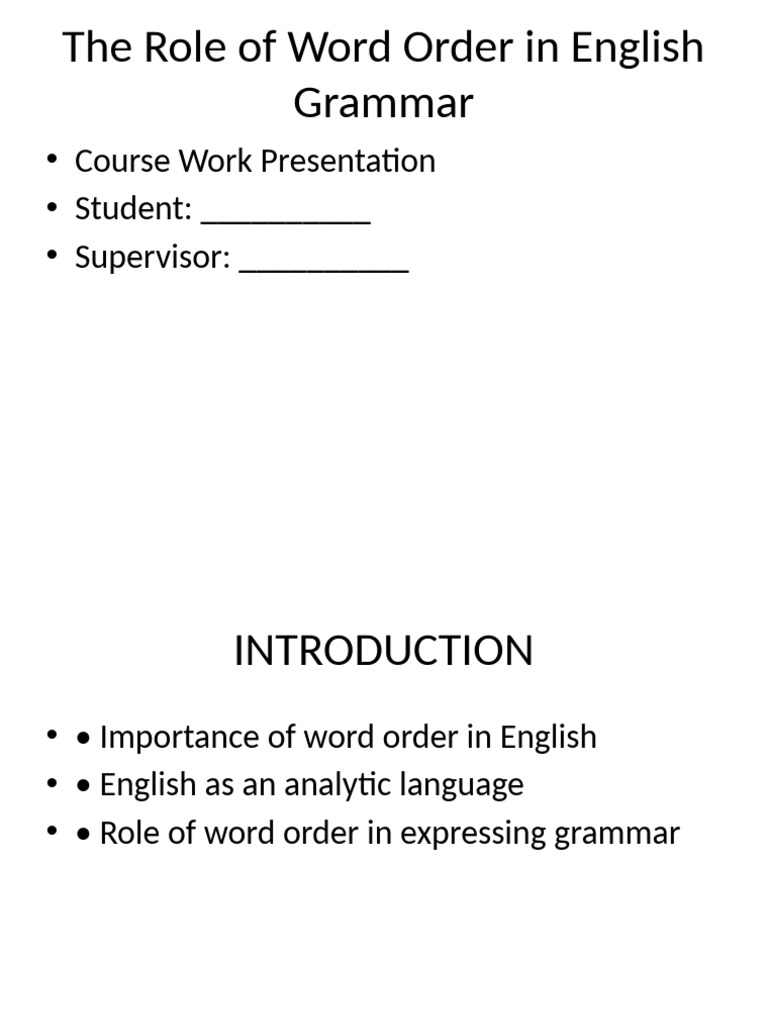 Understanding English Word Order in Grammar | PDF