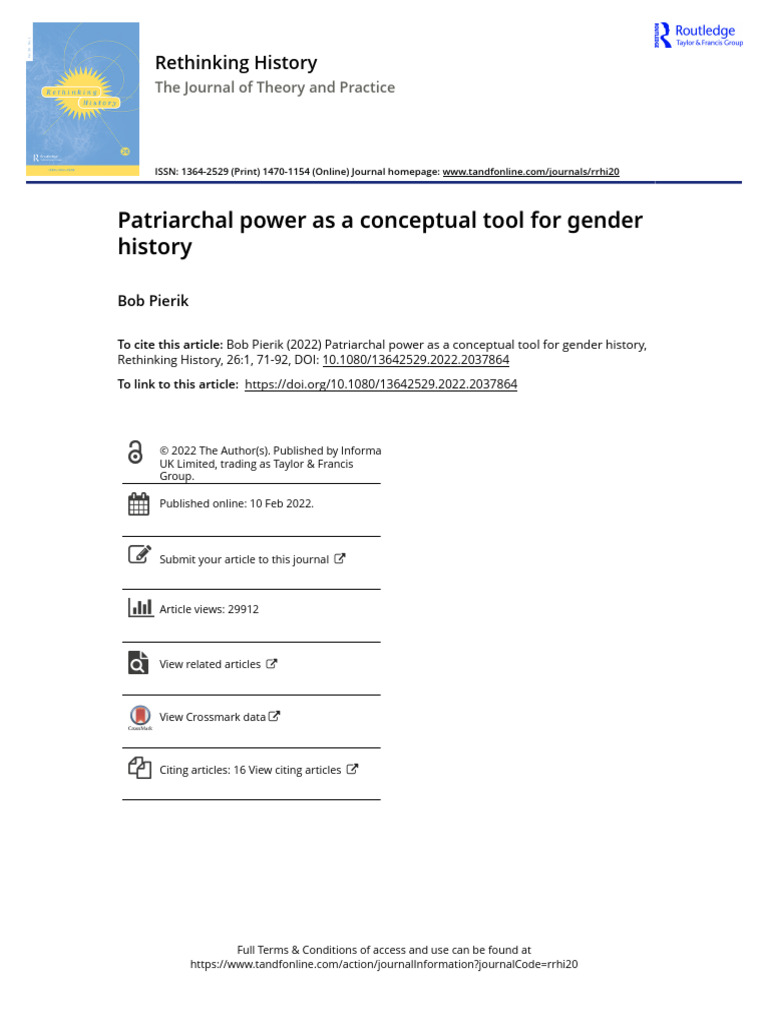 Patriarchal Power in Gender History | PDF | Patriarchy | Feminism