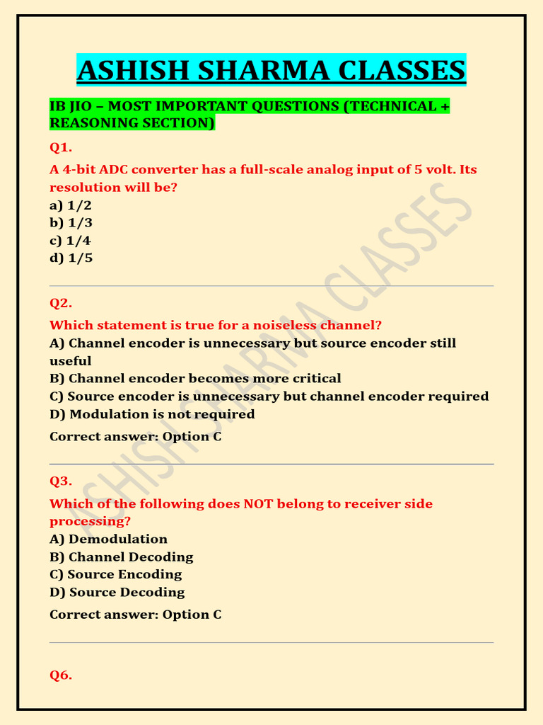 Important Technical Questions for IB JIO | PDF | Semiconductors ...