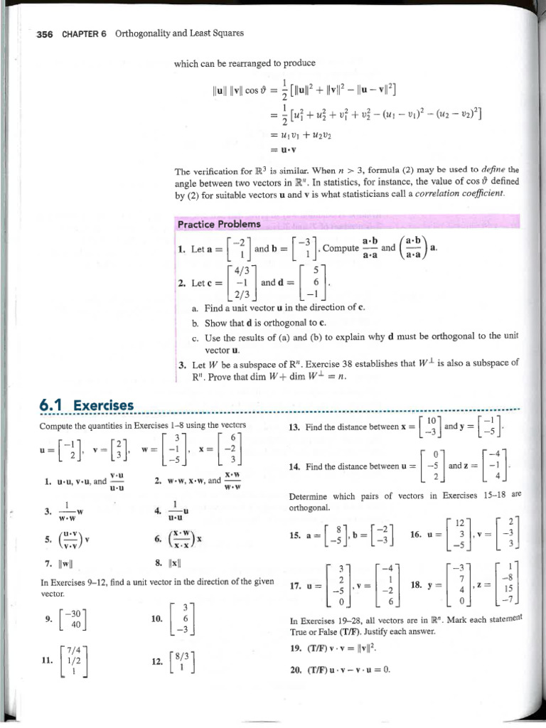 Lay 6e - Chapter 6 - Homework Problems | PDF