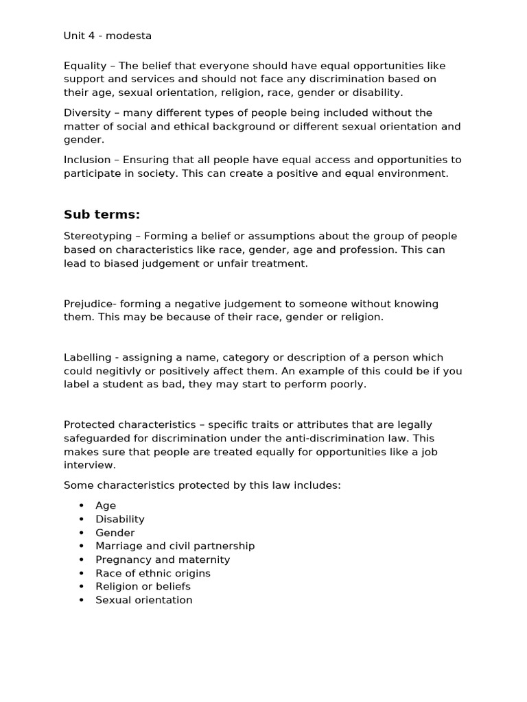 Equality, Diversity and Inclusion | PDF | Discrimination | Equal ...