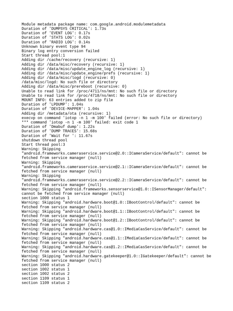 Android Module Metadata Log Analysis | PDF | Data Management | Computer ...