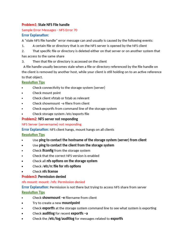 Troubleshooting Common NFS Errors | PDF | File Transfer Protocol | Port ...
