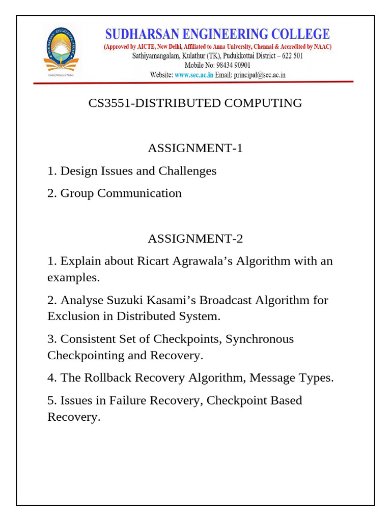 Distributed Computing Assignments Overview | PDF