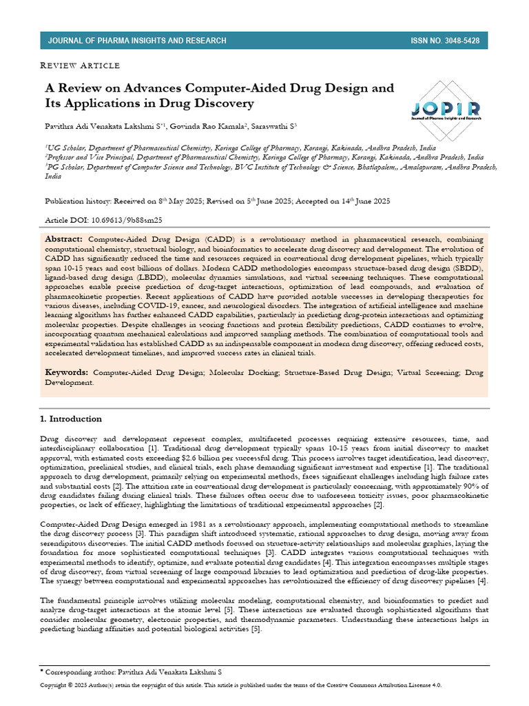 Advances in Computer-Aided Drug Design | PDF | Drug Design | Docking ...