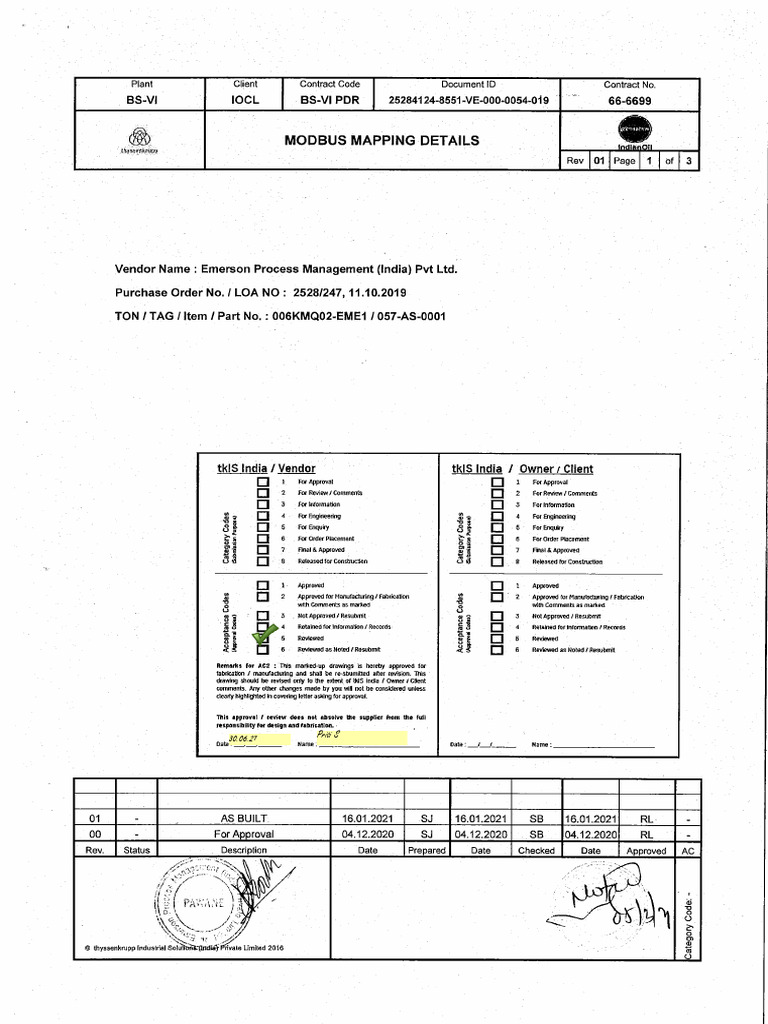 25284124-8551-VE-000-0054-019 - R1 - Modbus Mapping Details | PDF ...