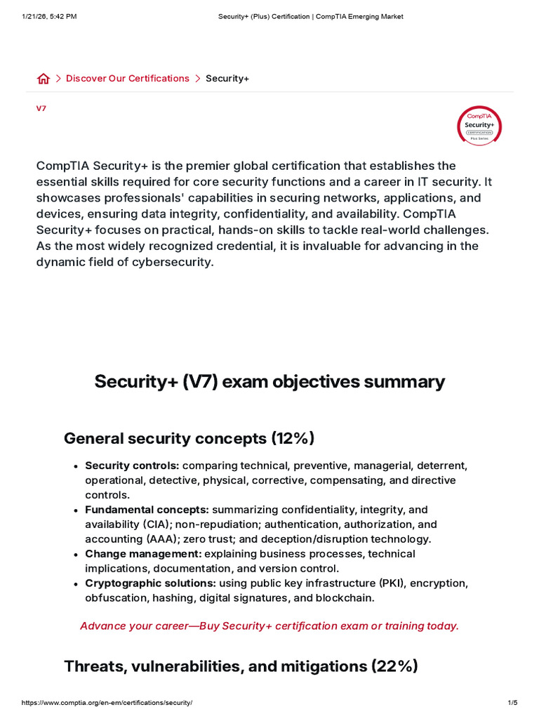 CompTIA Security+ Certification Overview | PDF | Security | Computer ...