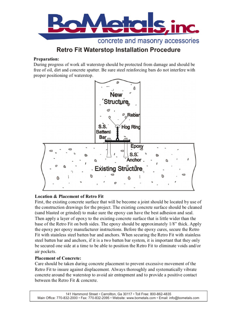 Retro Fit Waterstop Installation Guide | PDF