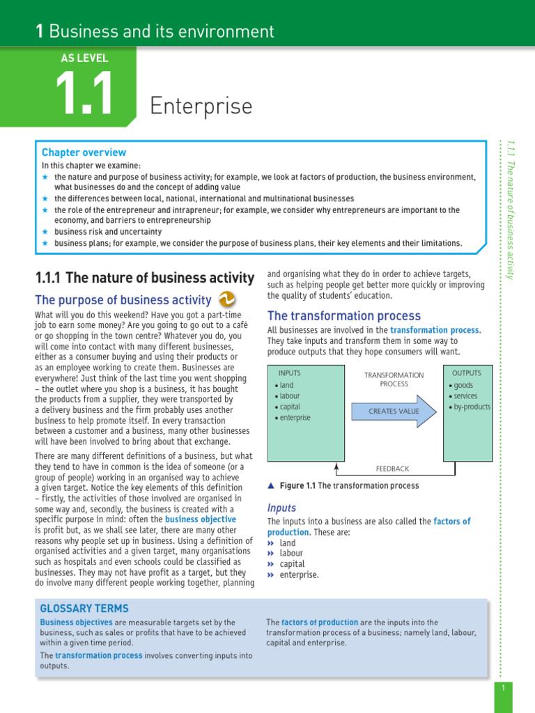 Understanding Business Activities and Inputs | PDF | Opportunity Cost ...