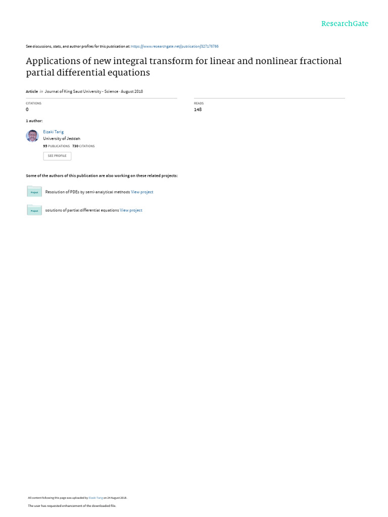Integral Transform for Fractional PDEs | PDF | Partial Differential ...