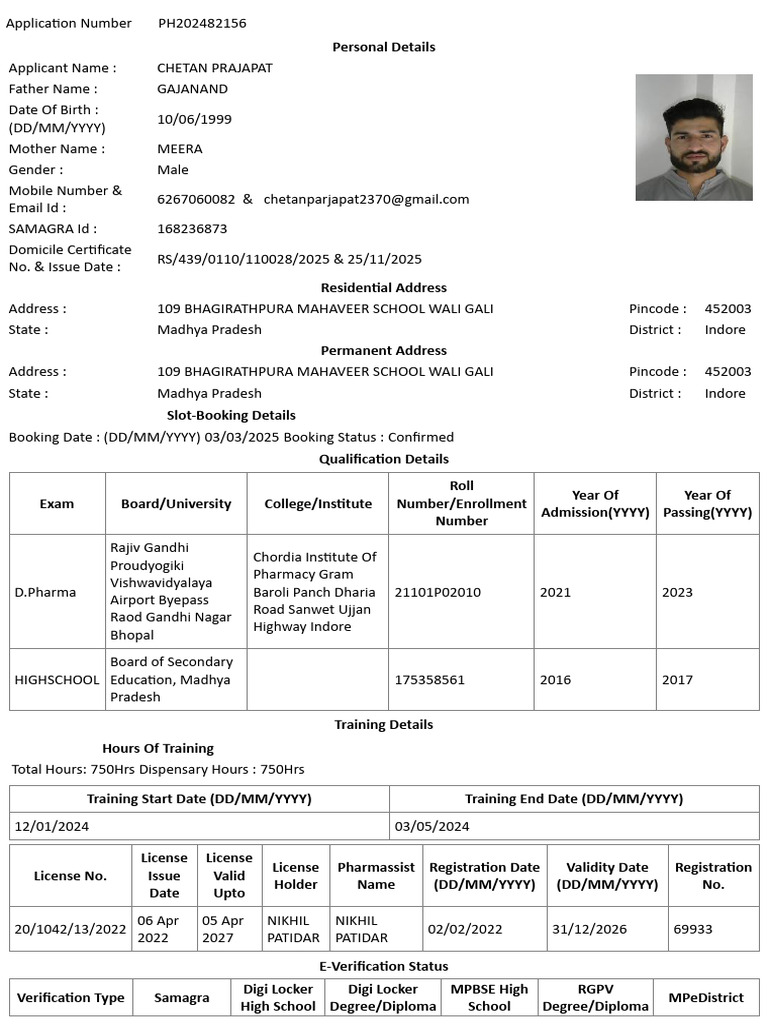 Pharmacy Registration Application Details | PDF