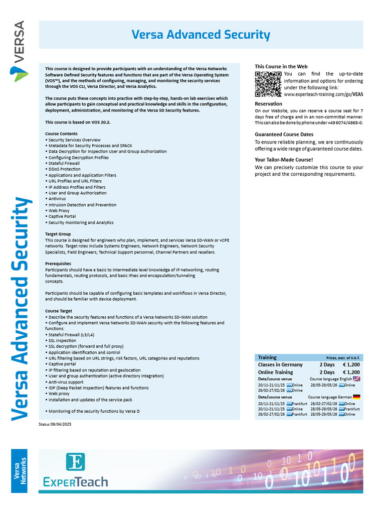 Versa Advanced Security Training Course | PDF | Proxy Server | Firewall ...