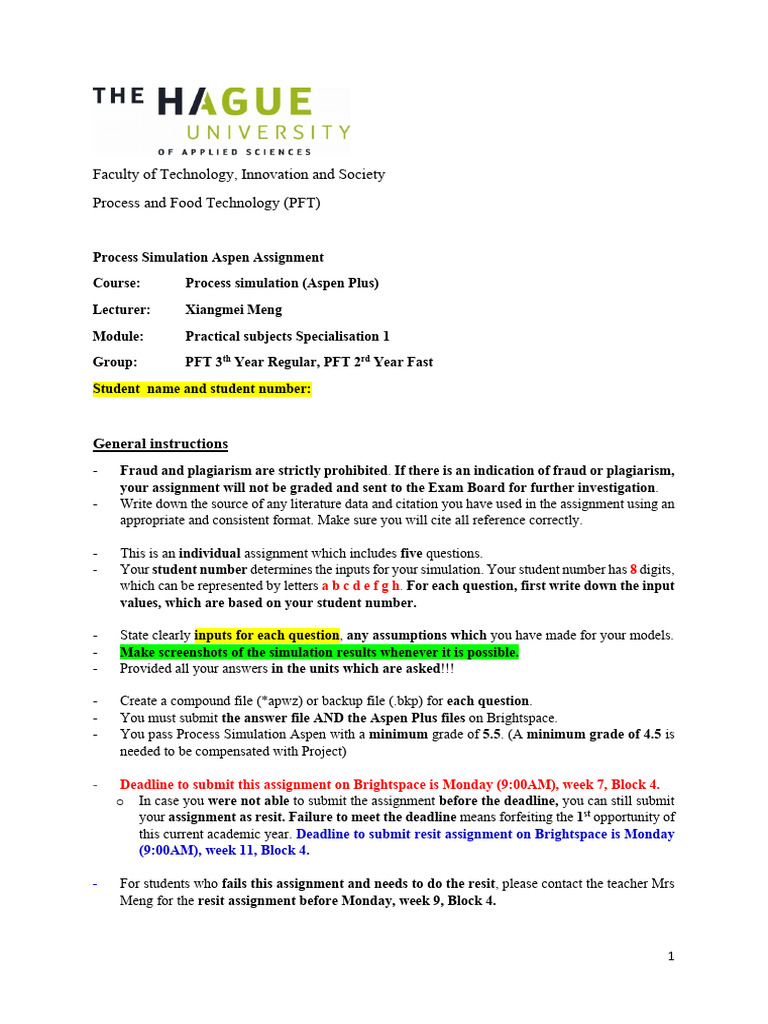 Aspen Plus Process Simulation Assignment | PDF | Distillation ...
