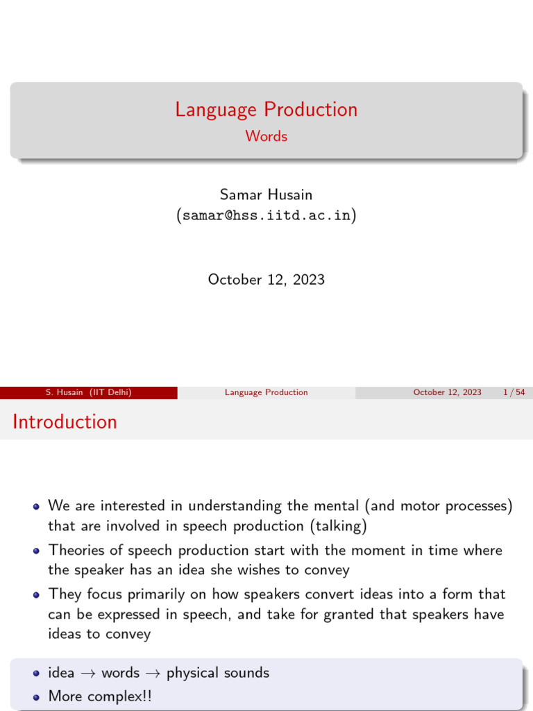 Understanding Speech Production Processes | PDF | Morphology ...