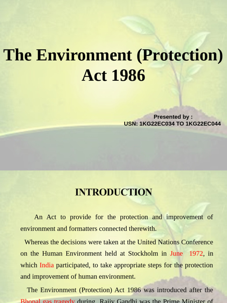 Overview of the Environment Act 1986 | PDF