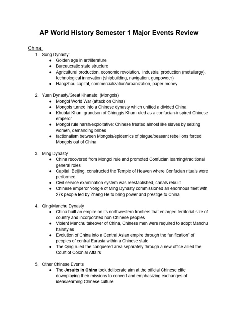 AP World History Key Events Overview | PDF | Qing Dynasty | China