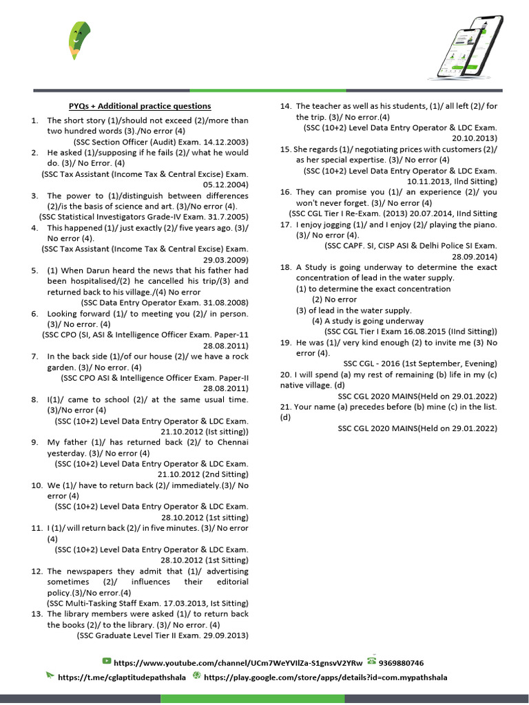 Superflous Sentences PYQ | PDF