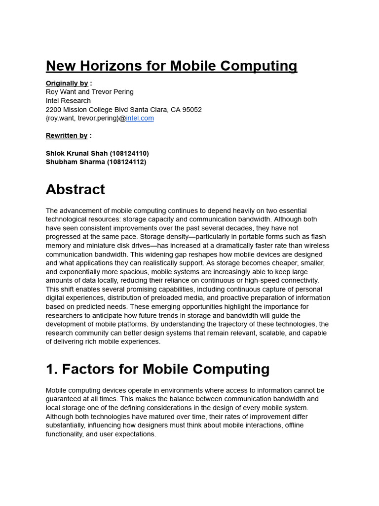Mobile Computing: Storage vs. Bandwidth | PDF | Computer Data Storage ...
