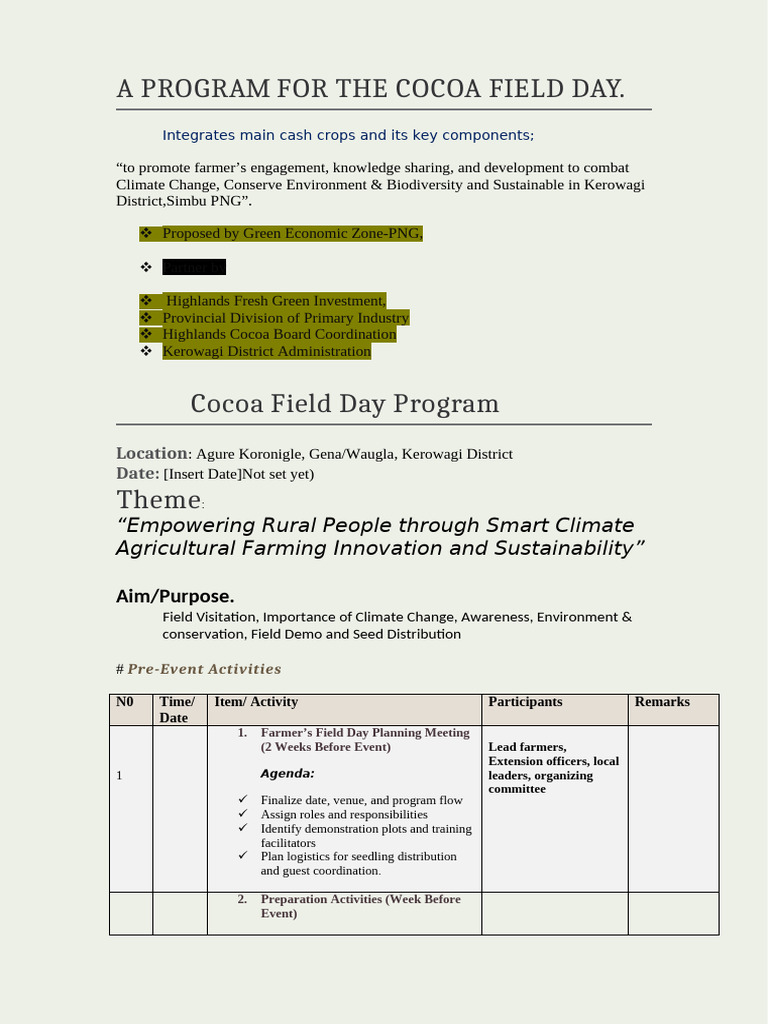 Cocoa Field Day Program Overview | PDF | Cocoa Bean | Natural Environment