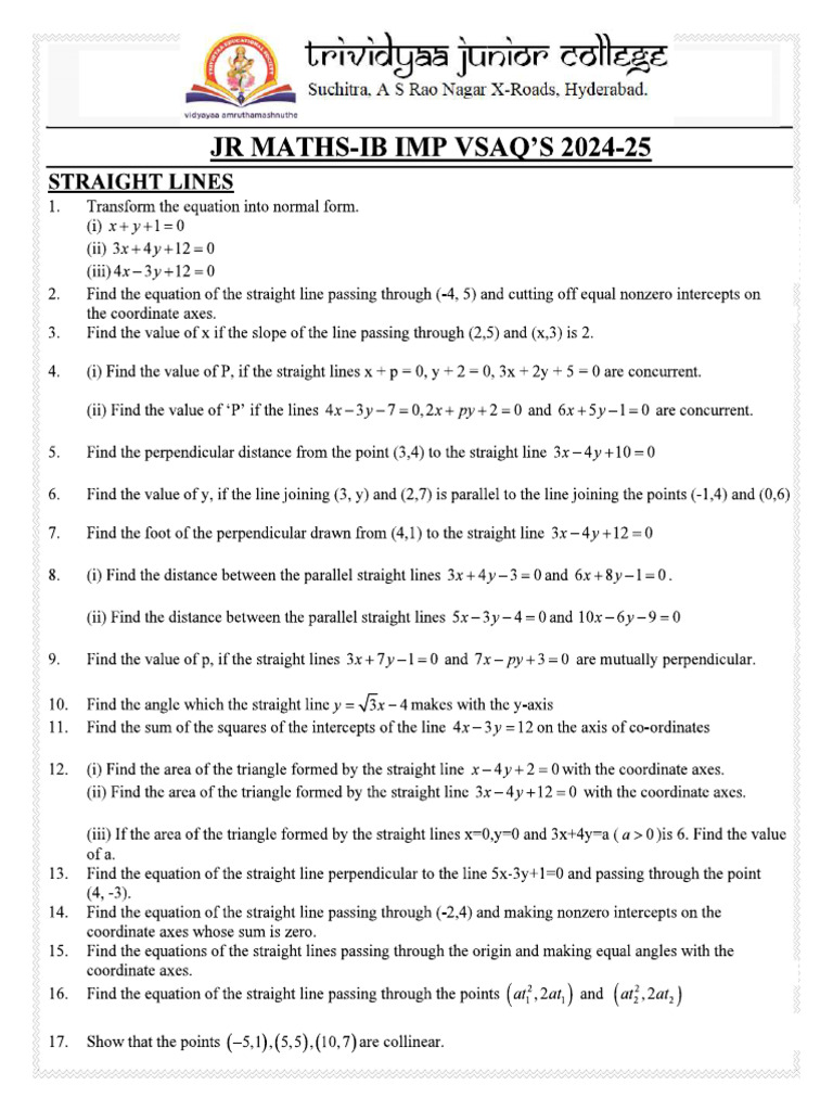 JR Maths Ib Imp Questions | PDF