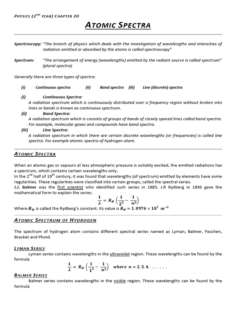Atomic Spectra and Hydrogen Model Explained | PDF | Emission Spectrum ...