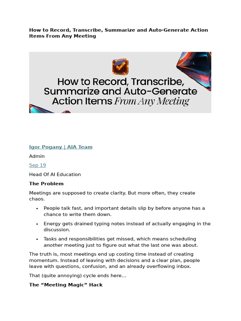 Optimize Meetings with Fathom Tool | PDF