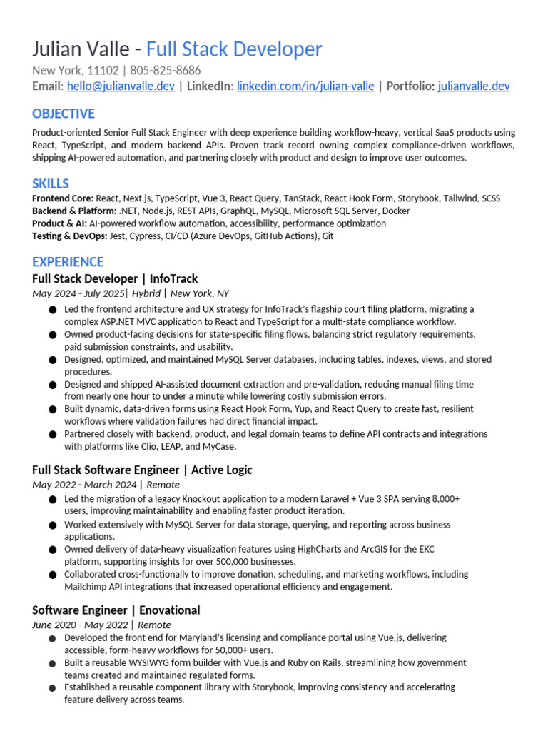 Senior Full Stack Developer Resume | PDF | Microsoft Sql Server | My Sql