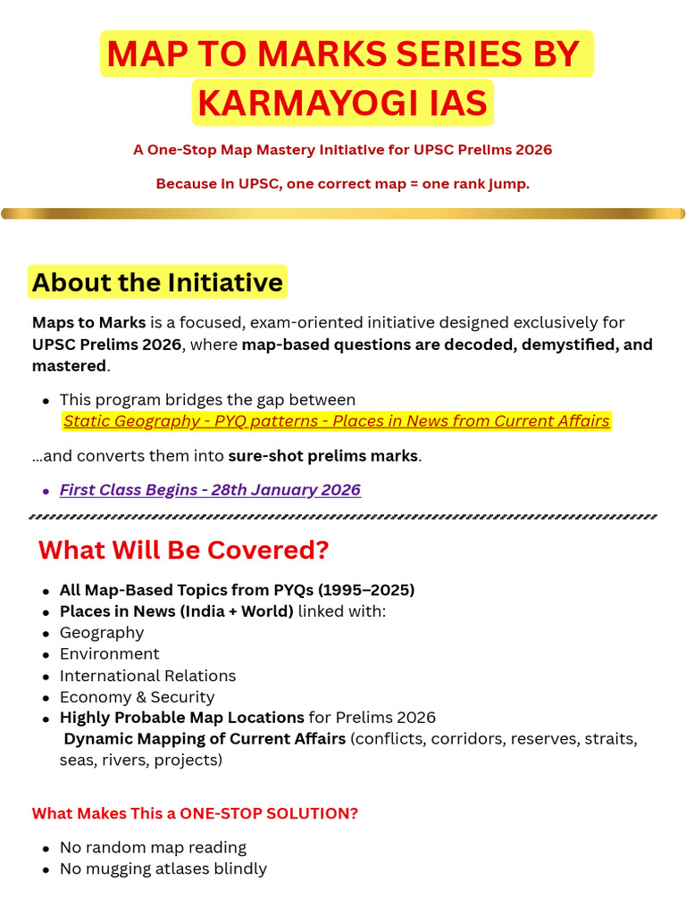 Master UPSC Maps for Prelims 2026 | PDF | Map
