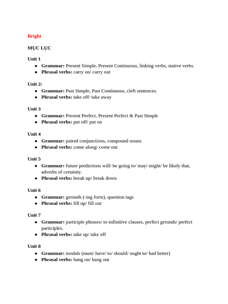 English Grammar and Phrasal Verbs Guide | PDF