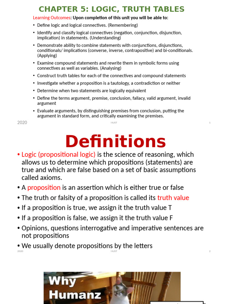 Logic and Truth Tables Overview | PDF | Argument | Logic